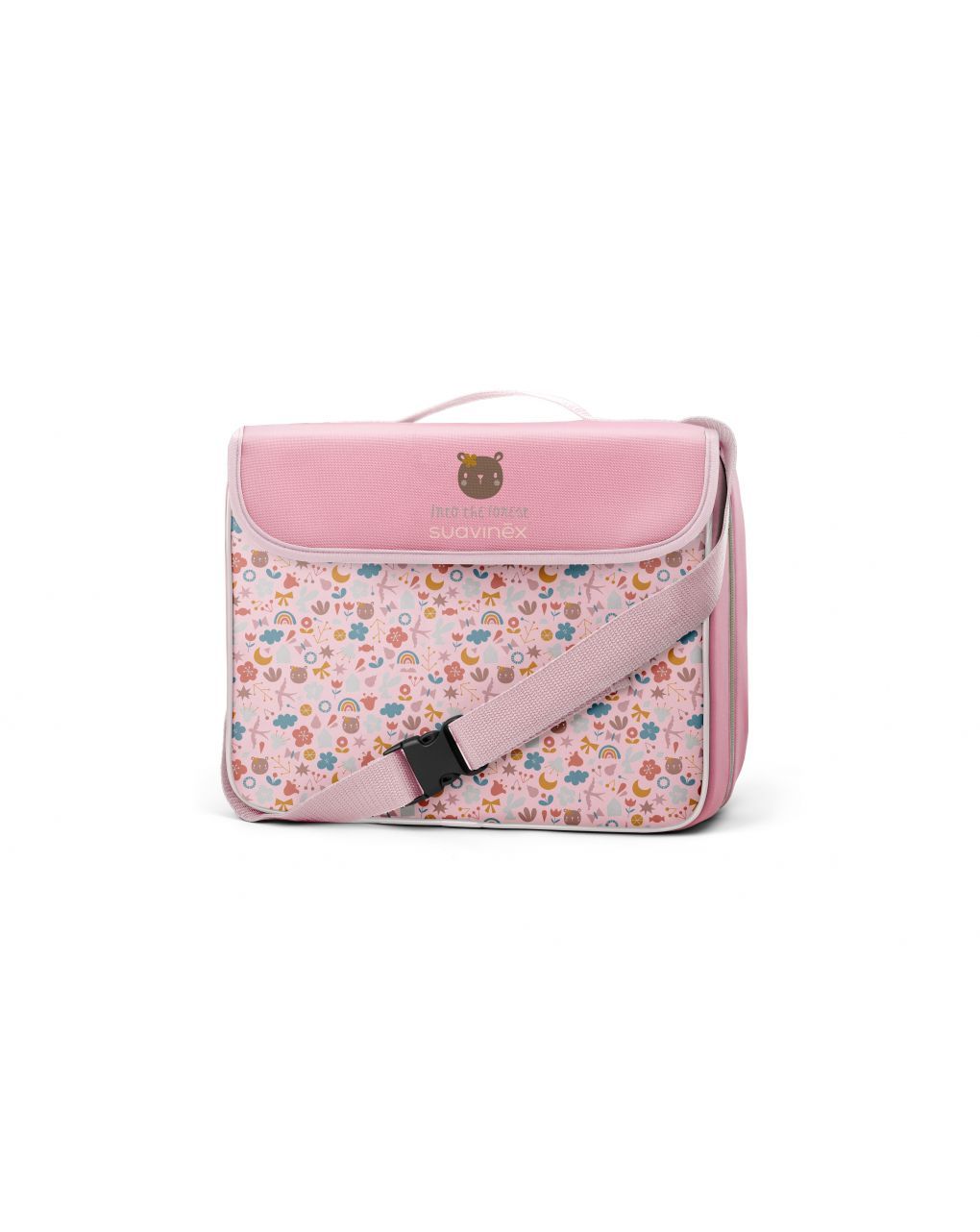 Suavinex φορητό κάθισμα φαγητού & τσάντα σχέδιο pink forest - Suavinex