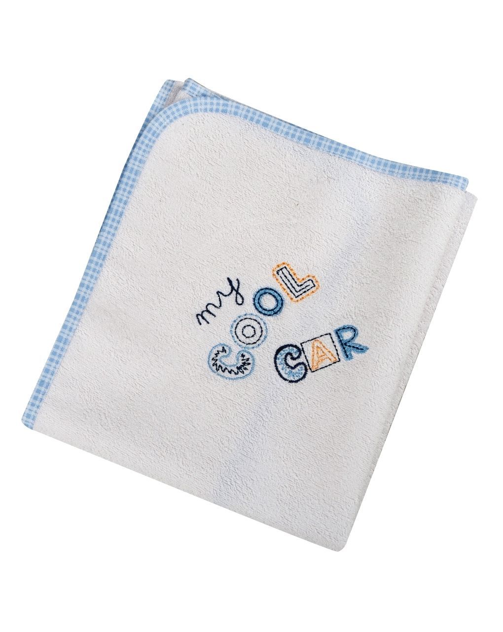 ο κόσμος του μωρού παχύ σελτεδάκι σιέλ my cool car  πλαστικοποιημένο πετσετέ 60x80 cm - ο κόσμος του μωρού