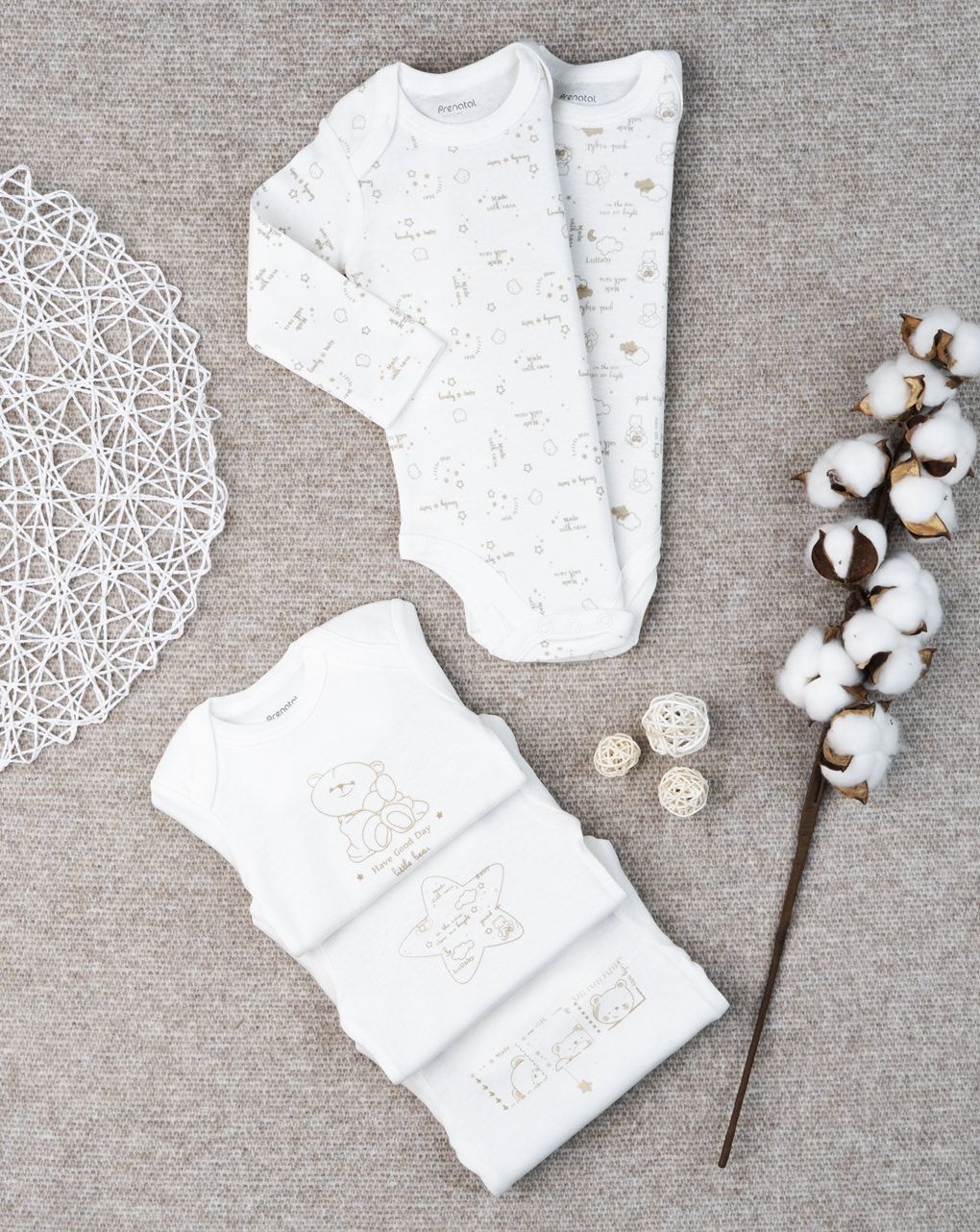 βρεφικά κορμάκια μακρυμάνικα με αρκουδάκια πακέτο x5 unisex