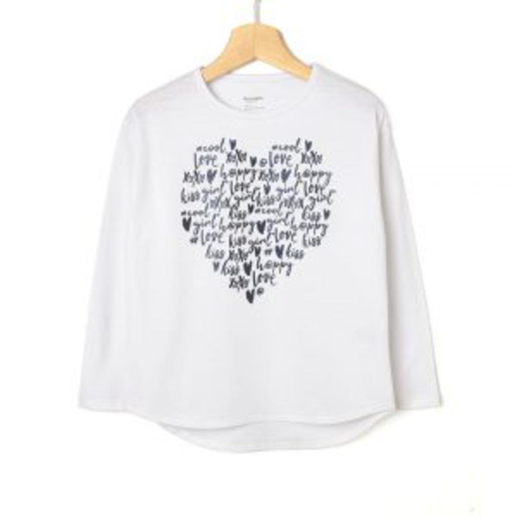 μπλούζα μακρυμάνικη jersey με καρδιά λευκό μεγ.8-9/9-10 ετών για κορίτσι - Prénatal