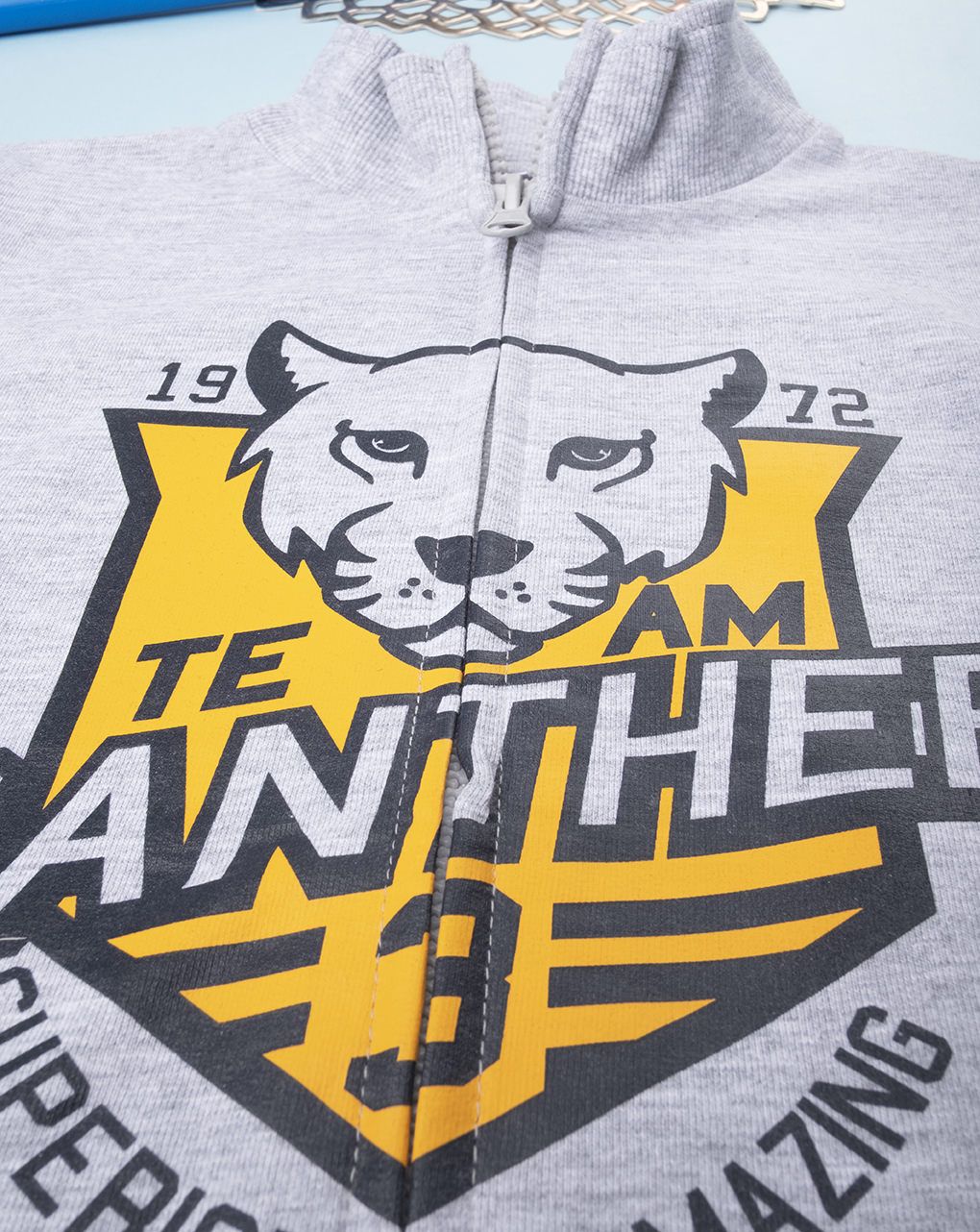 παιδική ζακέτα φούτερ γκρι με πάνθηρα για αγόρι - Prénatal