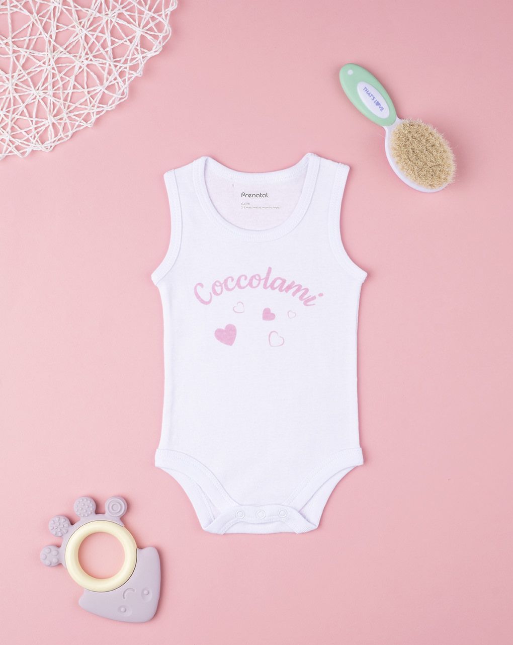 βρεφικό κορμάκι ροζ με καρδούλες για κορίτσι - Prénatal