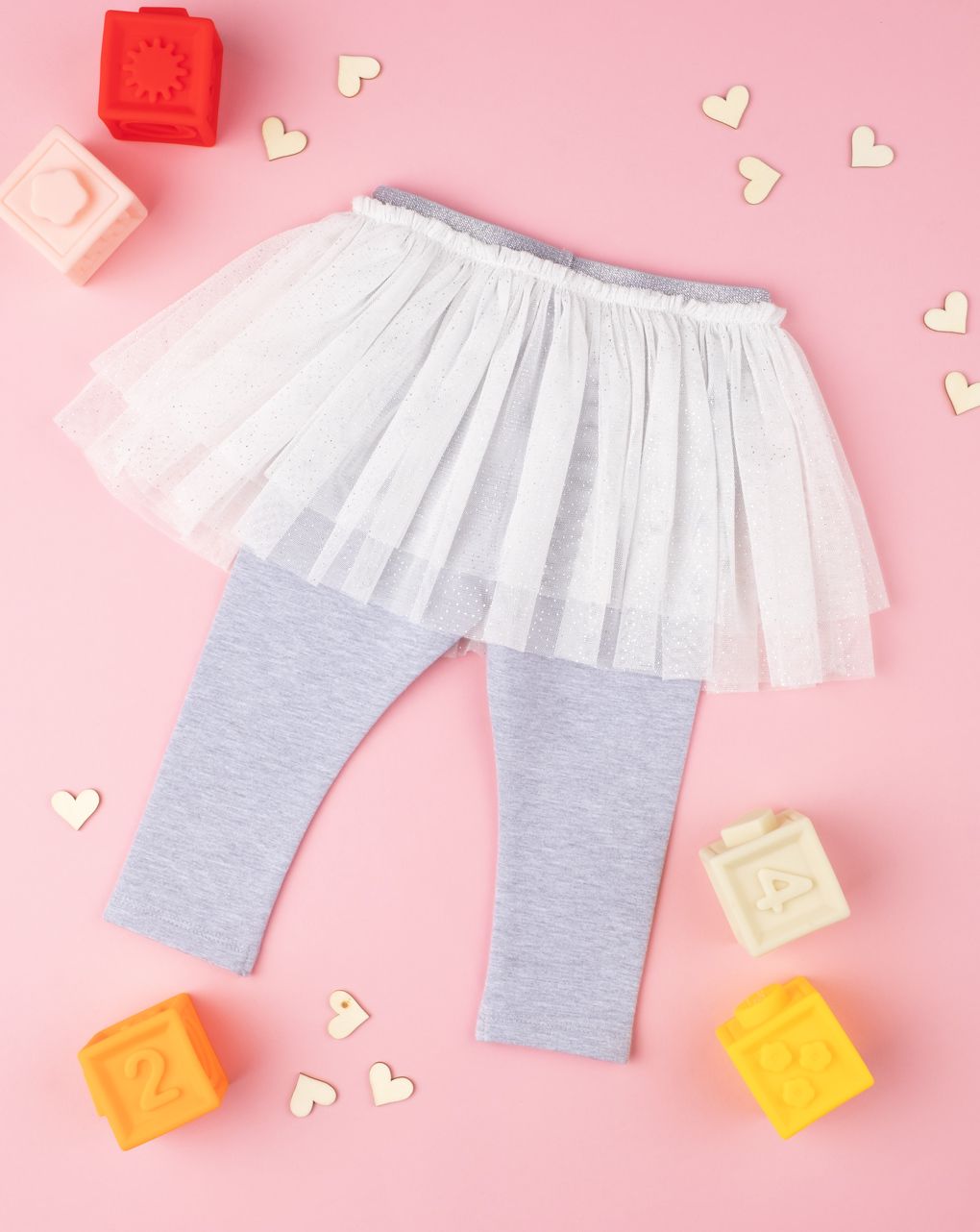 κολάν με φούστα γκρι/λευκό για κορίτσι - Prénatal