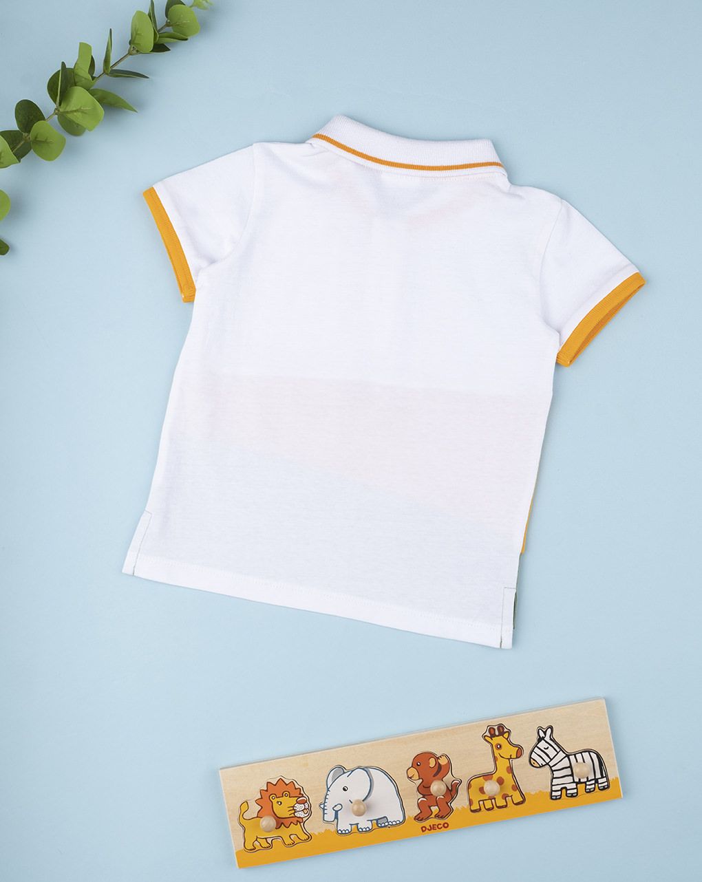 T-shirt βαμβακερό πόλο τρίχρωμο με ζούγκλα για αγόρι - Prénatal