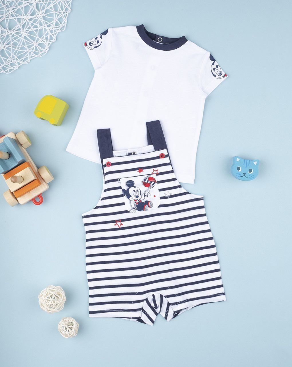 βρεφικό σετ t-shirt και σαλοπέτα με τον mickey για αγόρι