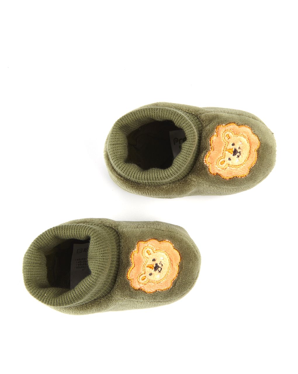 βρεφικά παπούτσια αγκαλιάς σενίλ χακί για αγόρι - Prénatal