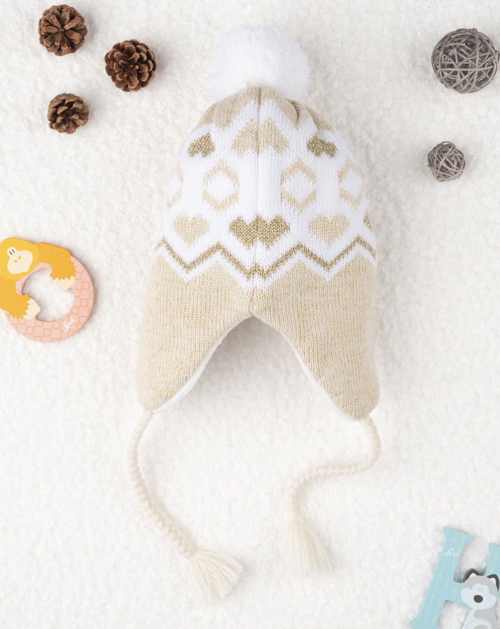 σκουφάκι πλεκτό σε περουβιανό στυλ για κορίτσι - Prénatal