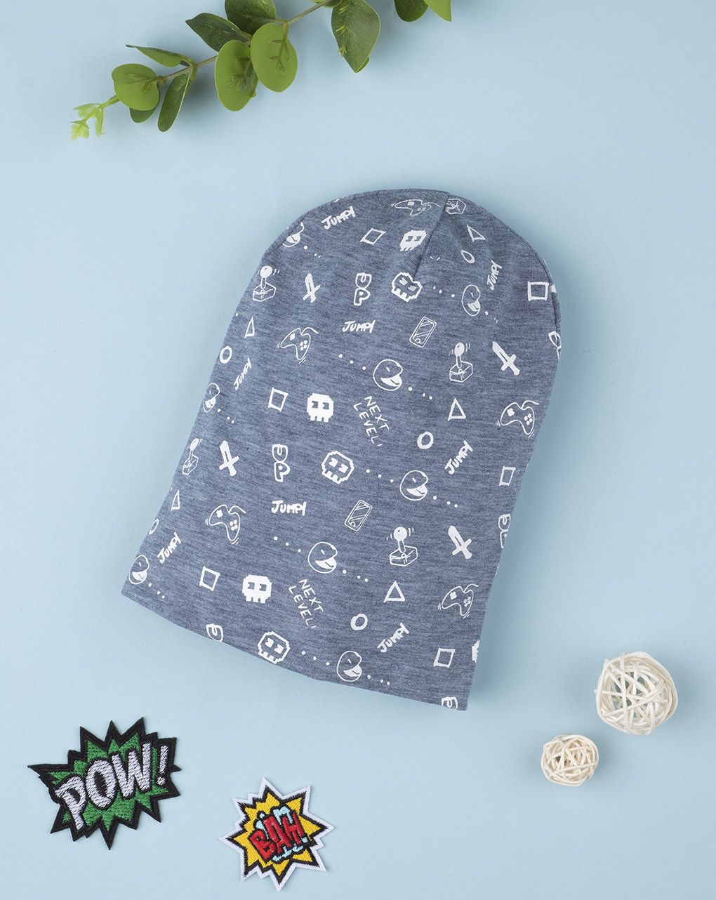 παιδικός σκούφος γκρι με βιντεοπαιχνίδια για αγόρι - Prénatal