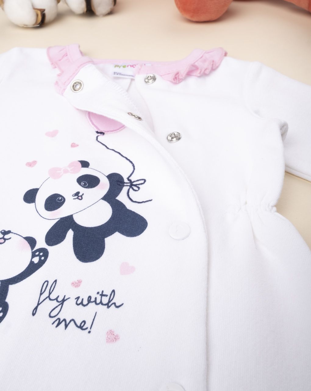 βρεφικό φορμάκι άσπρο με πάντα για κορίτσι - Prénatal