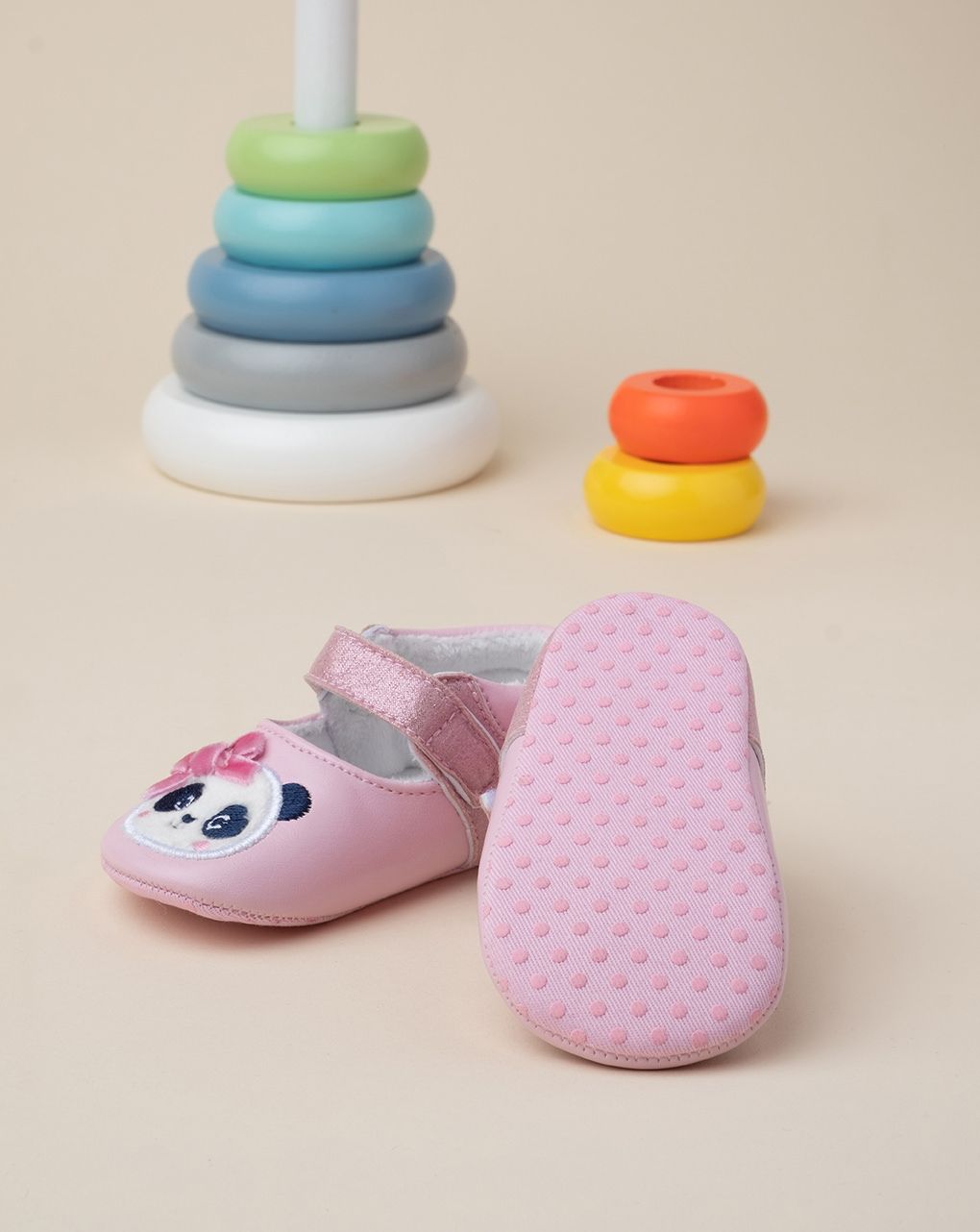 βρεφικά παπουτσάκια αγκαλιάς ροζ με πάντα για κορίτσι - Prénatal