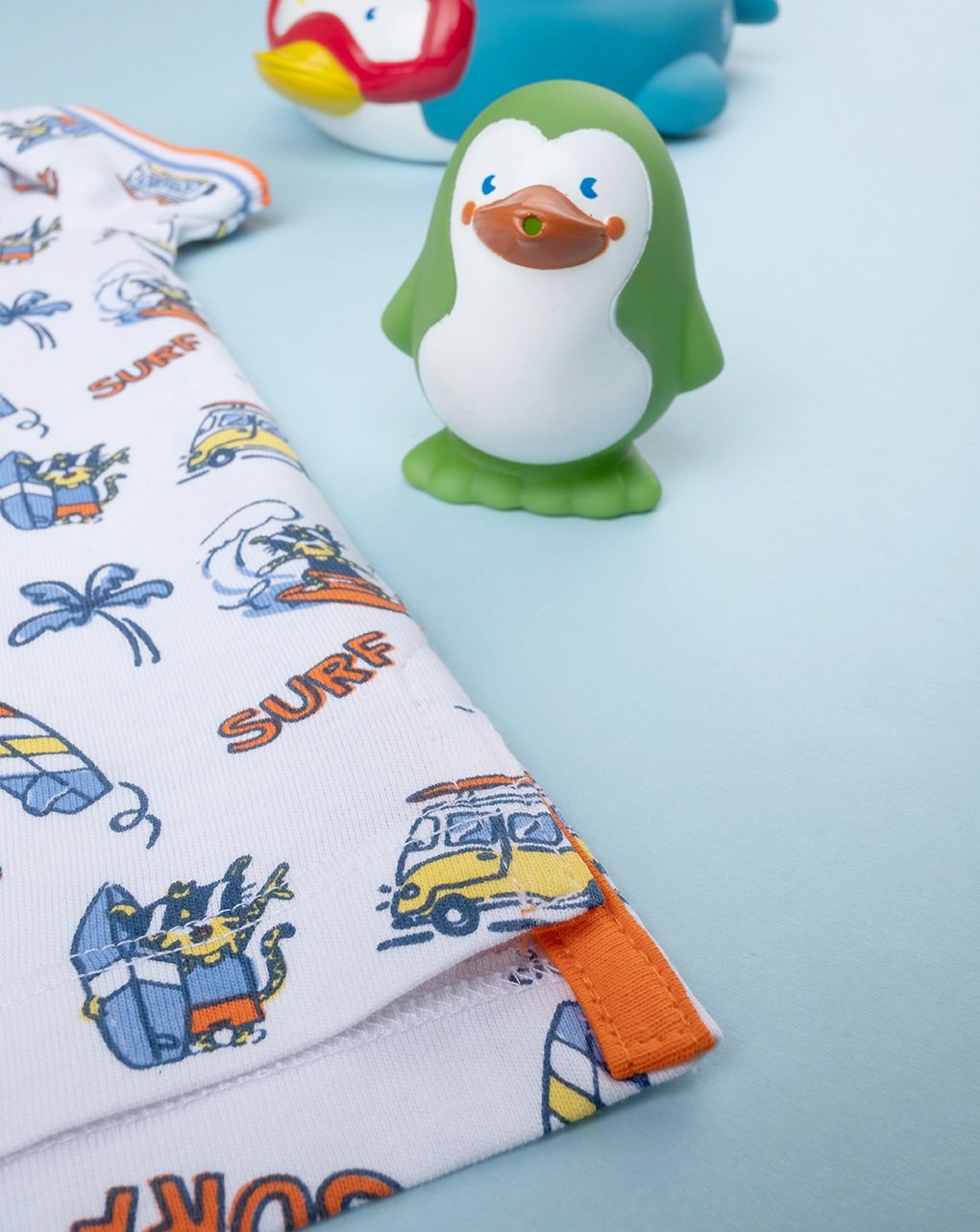 βρεφικό t-shirt πόλο λευκό surf για αγόρι - Prénatal