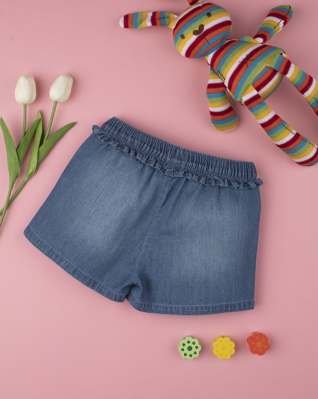 παιδικό σορτσάκι τζιν chambray για κορίτσι - Prénatal