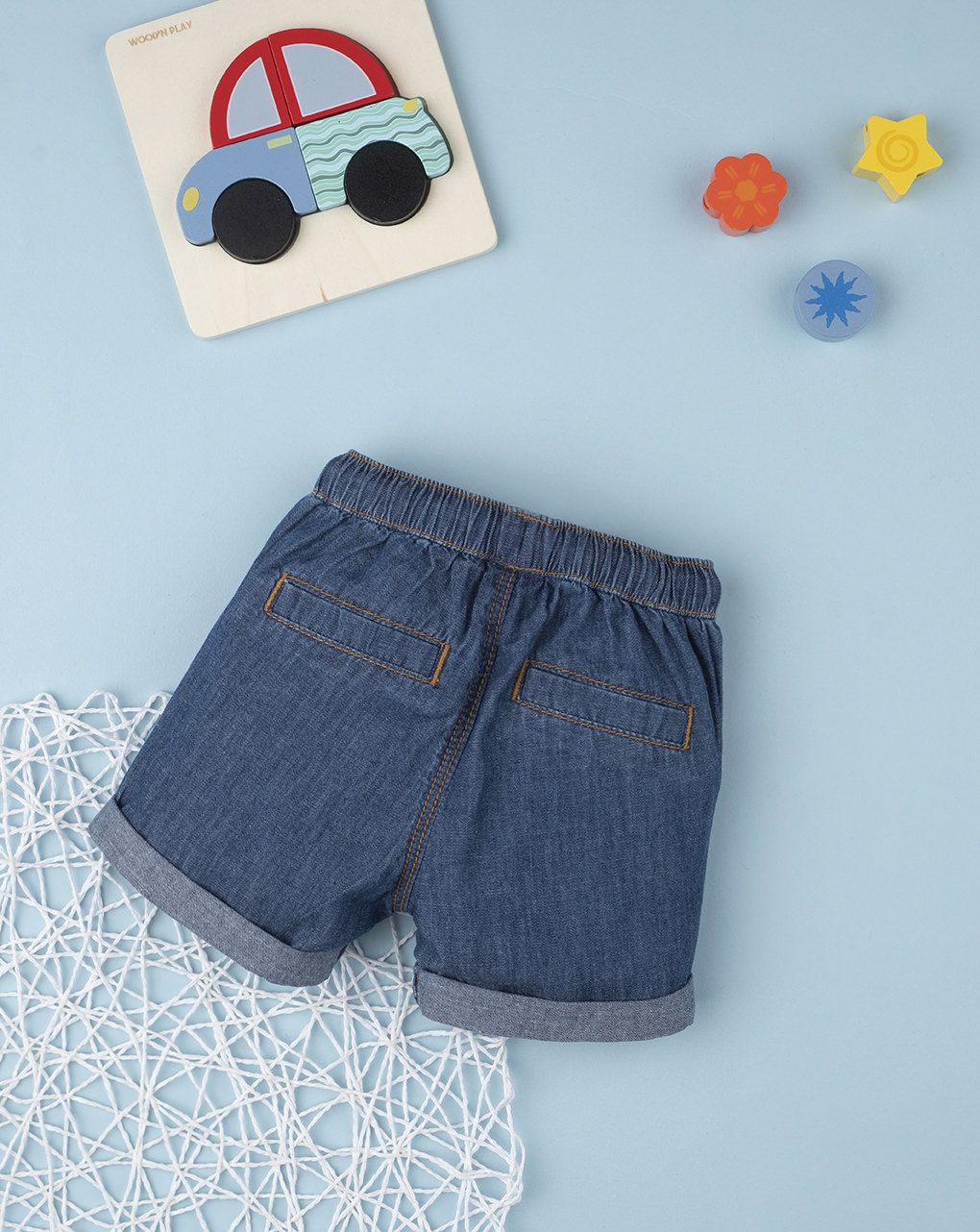 βρεφικό τζιν σορτσάκι μπλε για αγόρι - Prénatal