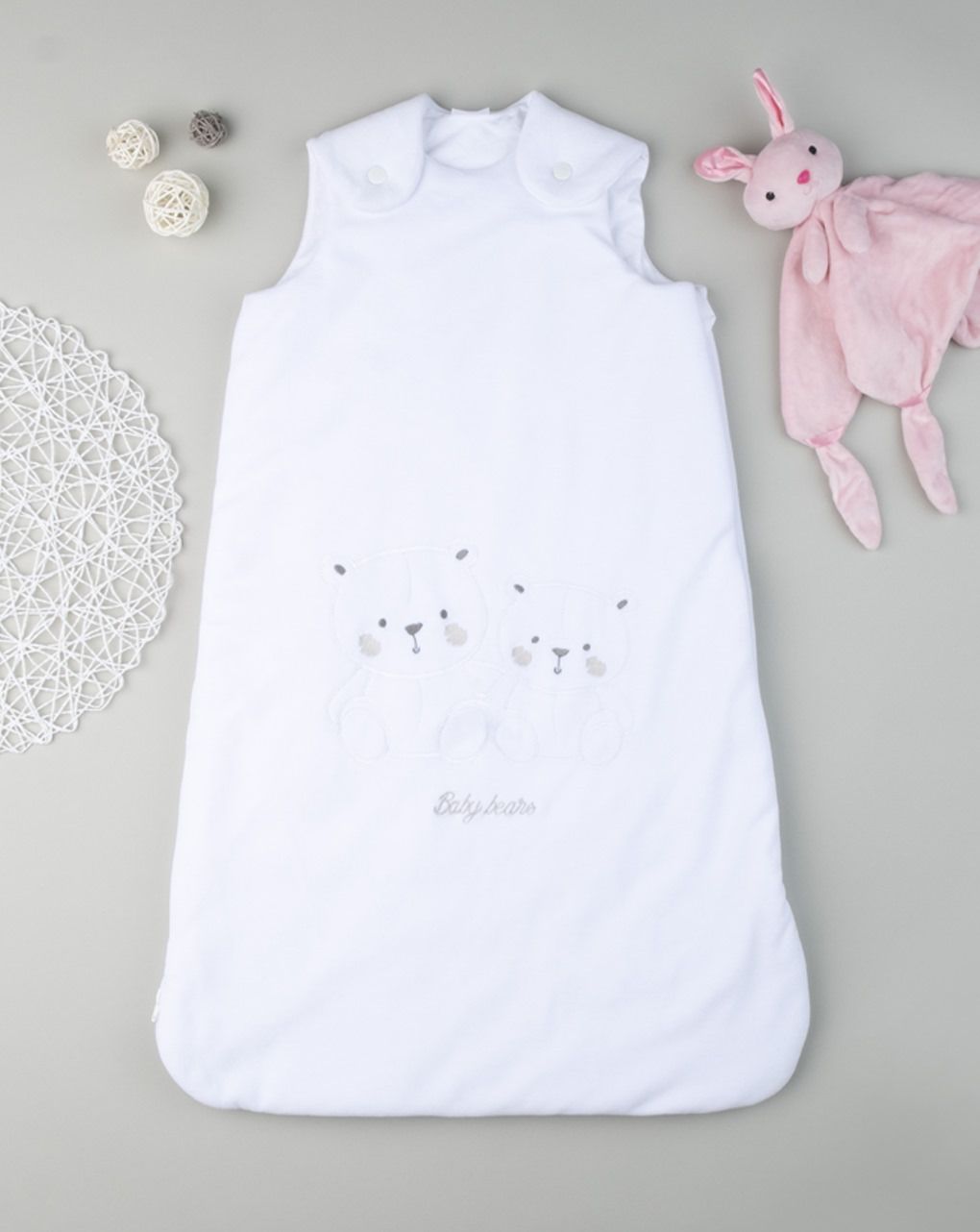 υπνόσακος σενίλ  λευκός με στάμπα 3.5tog unisex - Prénatal