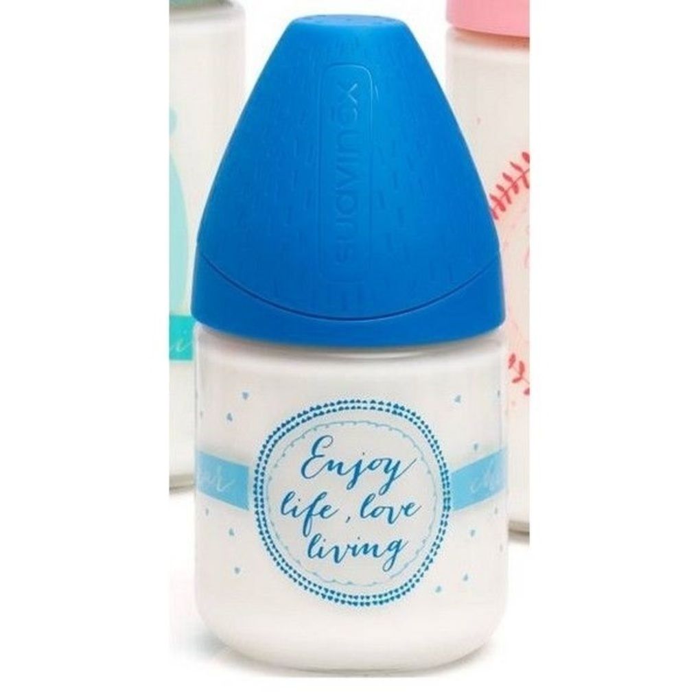 Suavinex γυάλινο μπιμπερό ανατομική θηλή σιλικόνης s enjoy 120 ml - Suavinex