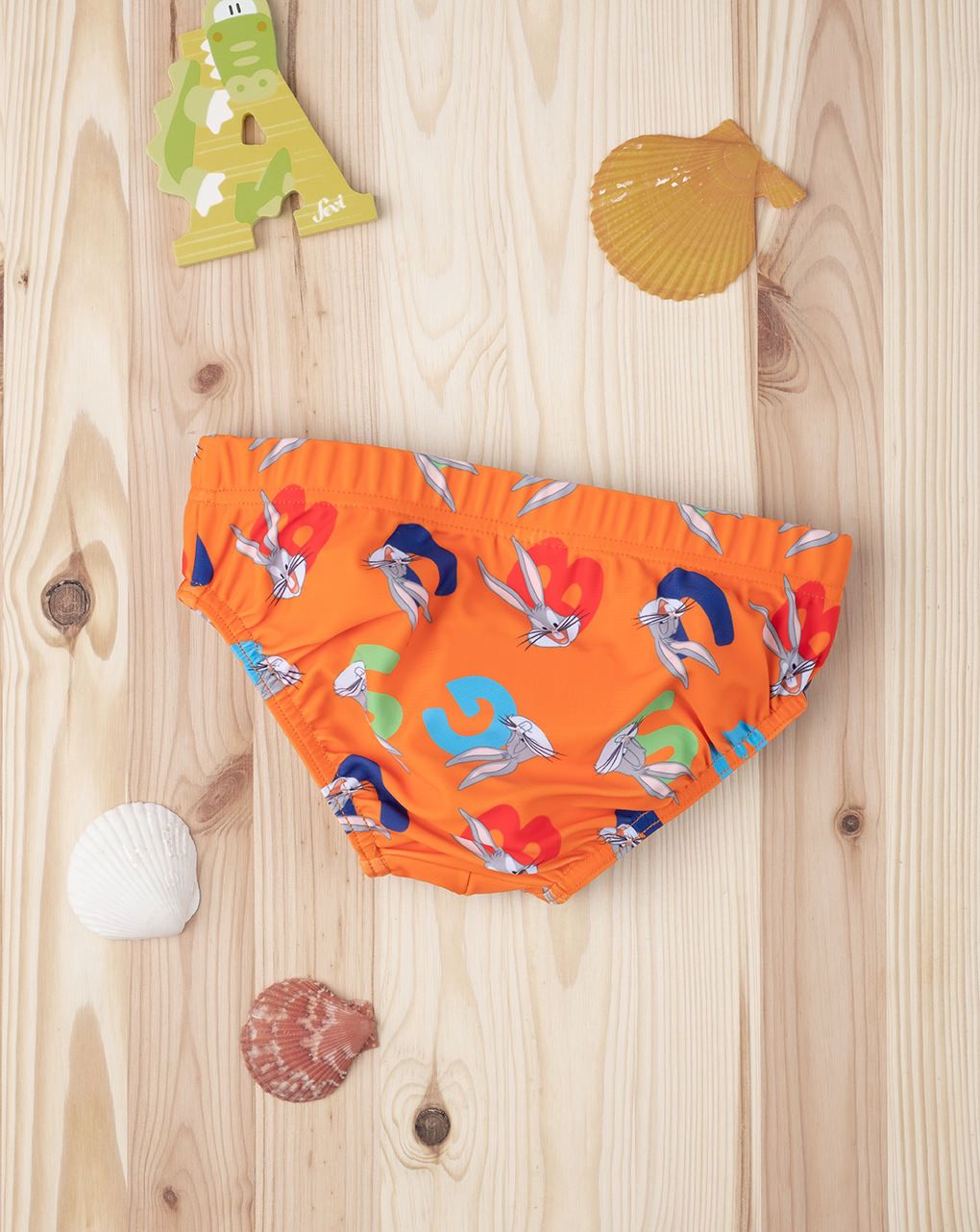 βρεφικό μαγιό σλιπ πορτοκαλί με τα looney tunes για αγόρι - Prénatal