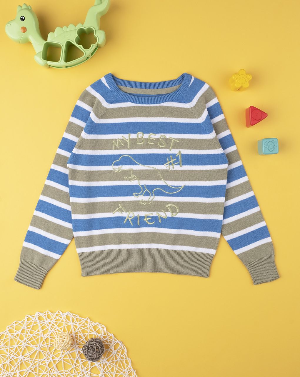 παιδικό πουλόβερ βαμβακερό με δεινόσαυρο  για αγόρι - Prénatal