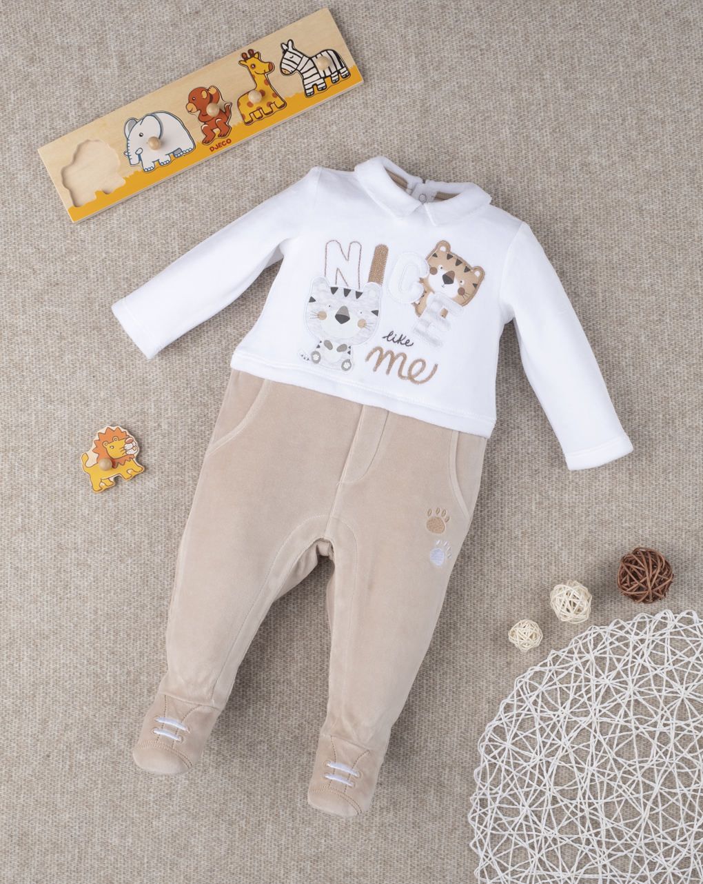 βρεφικό φορμάκι σενίλ με γατάκια για αγόρι - Prénatal