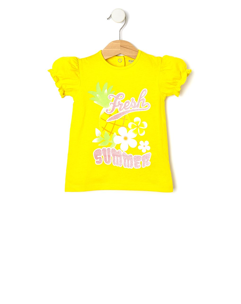 T-shirt jersey κίτρινο με στάμπα για κορίτσι