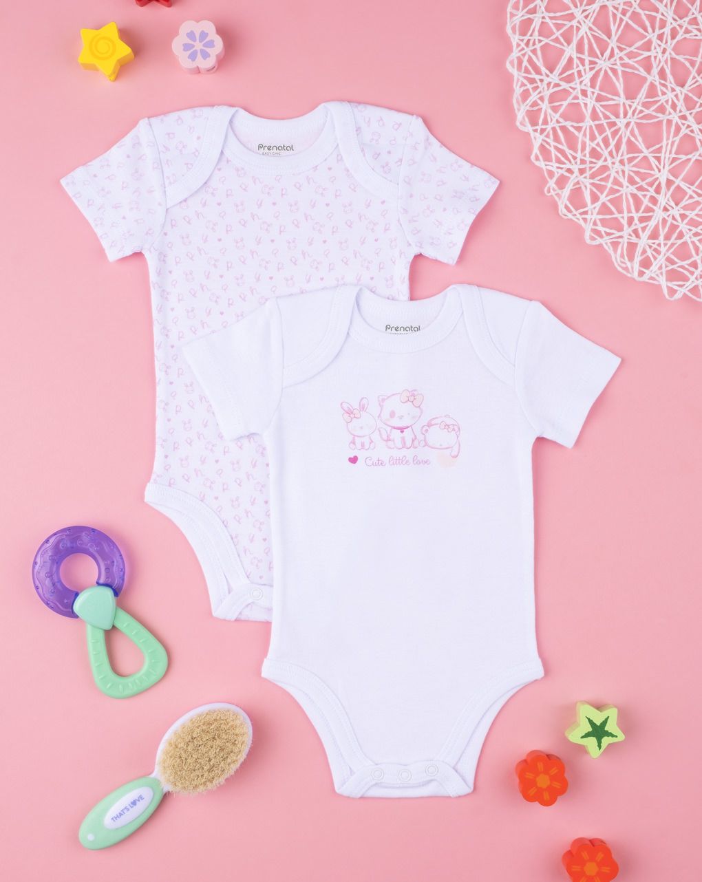 βρεφικά κορμάκια με γατάκια πακέτο x2 τμχ για κορίτσι - Prénatal