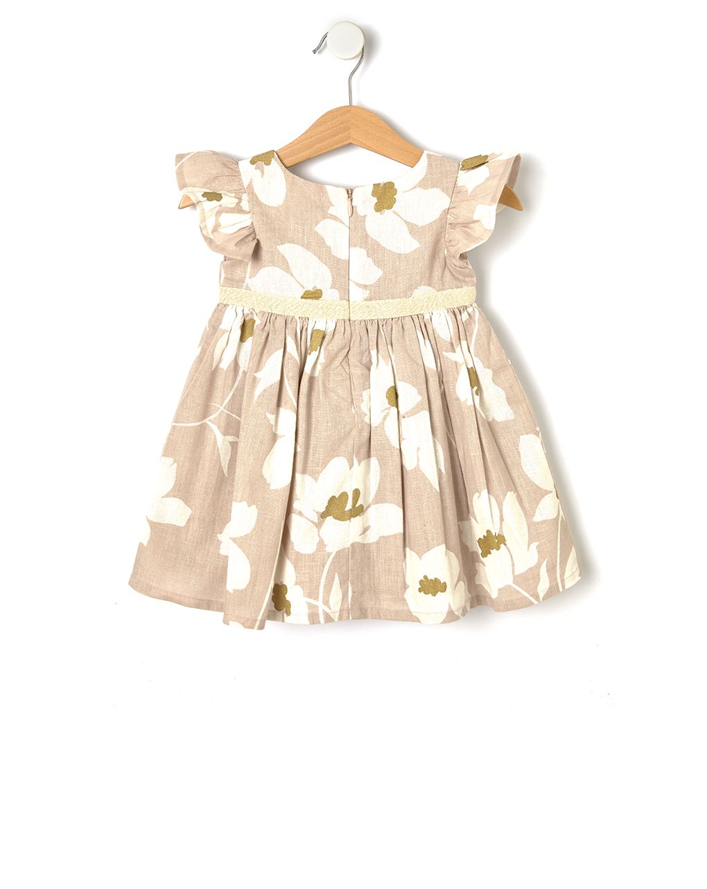 φόρεμα λινό μπεζ με λουλούδια για κορίτσι - Prénatal