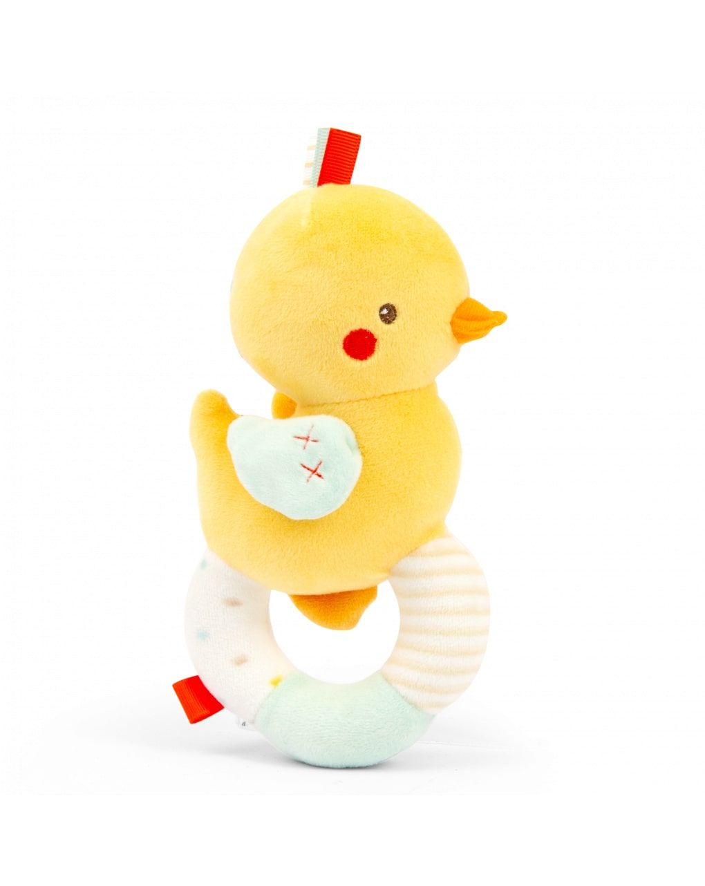 Baby smile μαλακό παιχνίδι - κουδουνίστρα δαχτυλίδι πάπια unisex