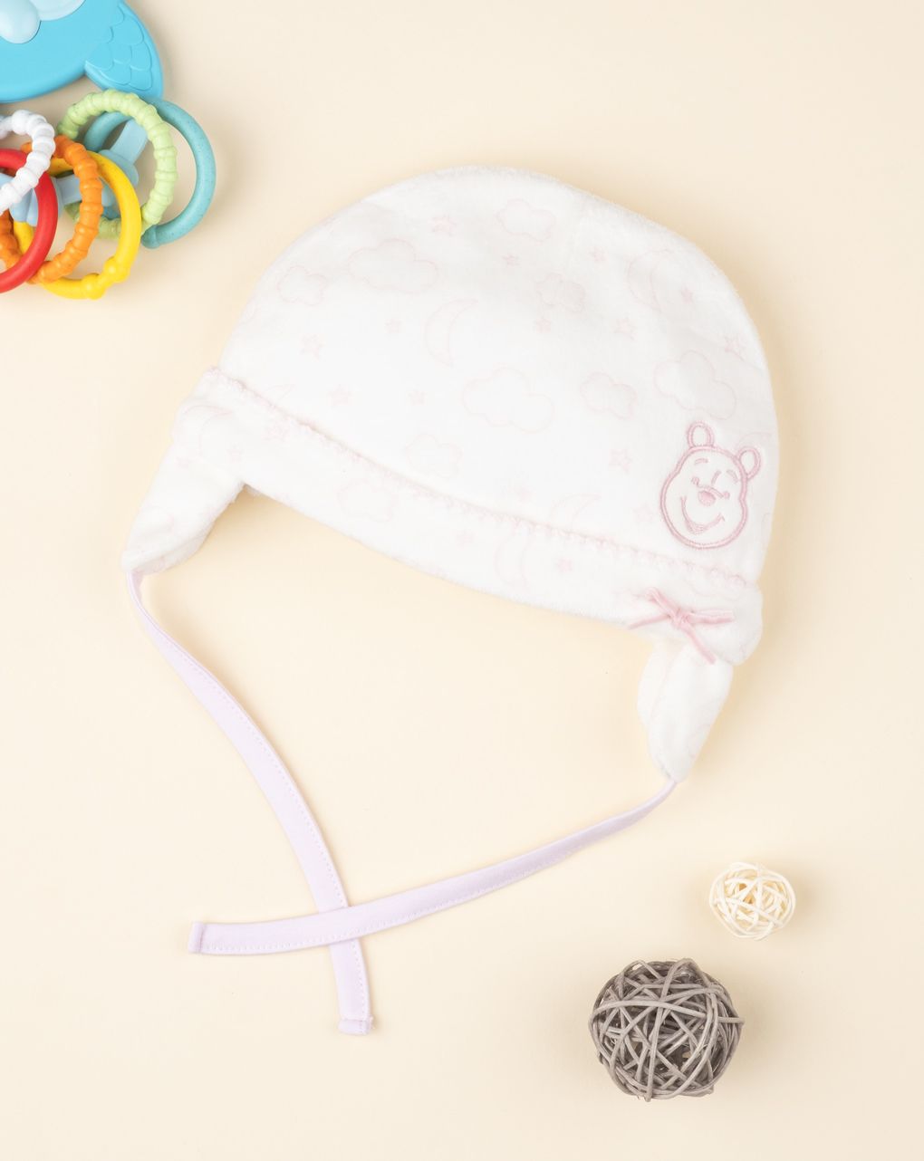 καπέλο σενίλ κρεμ winnie the pooh για κορίτσι