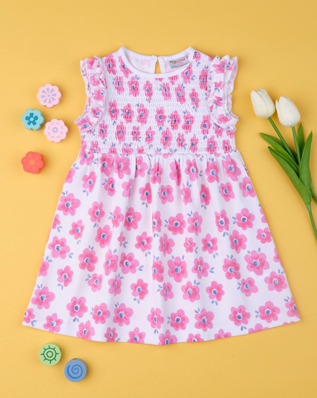 φόρεμα λευκό εμπριμέ με λουλούδια για κορίτσι