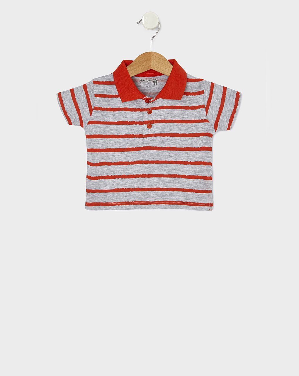 T-shirt πόλο jersey ριγέ πορτοκαλί για αγόρι - Prénatal