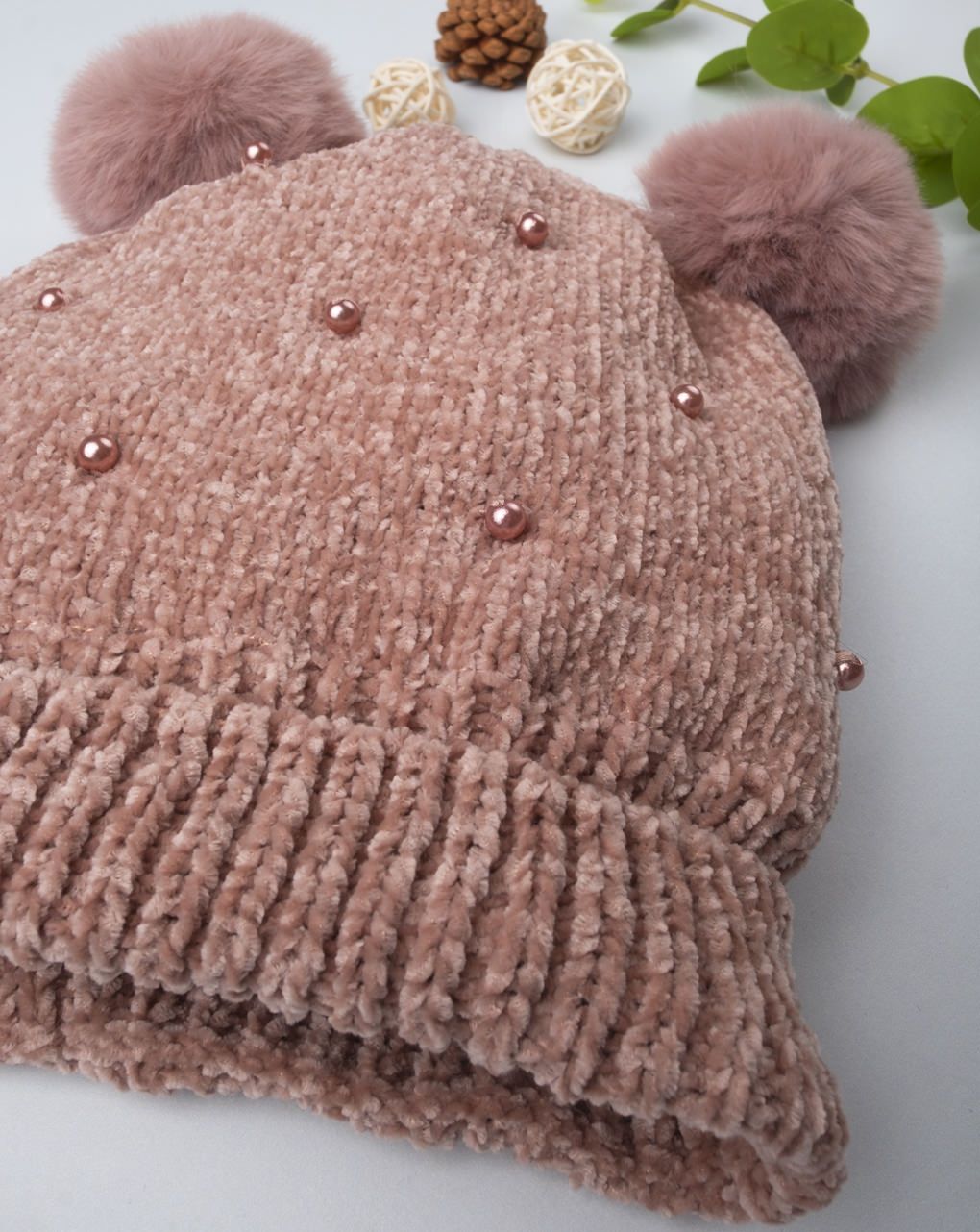 σκουφάκι σενίλ με πέρλες για κορίτσι - Prénatal