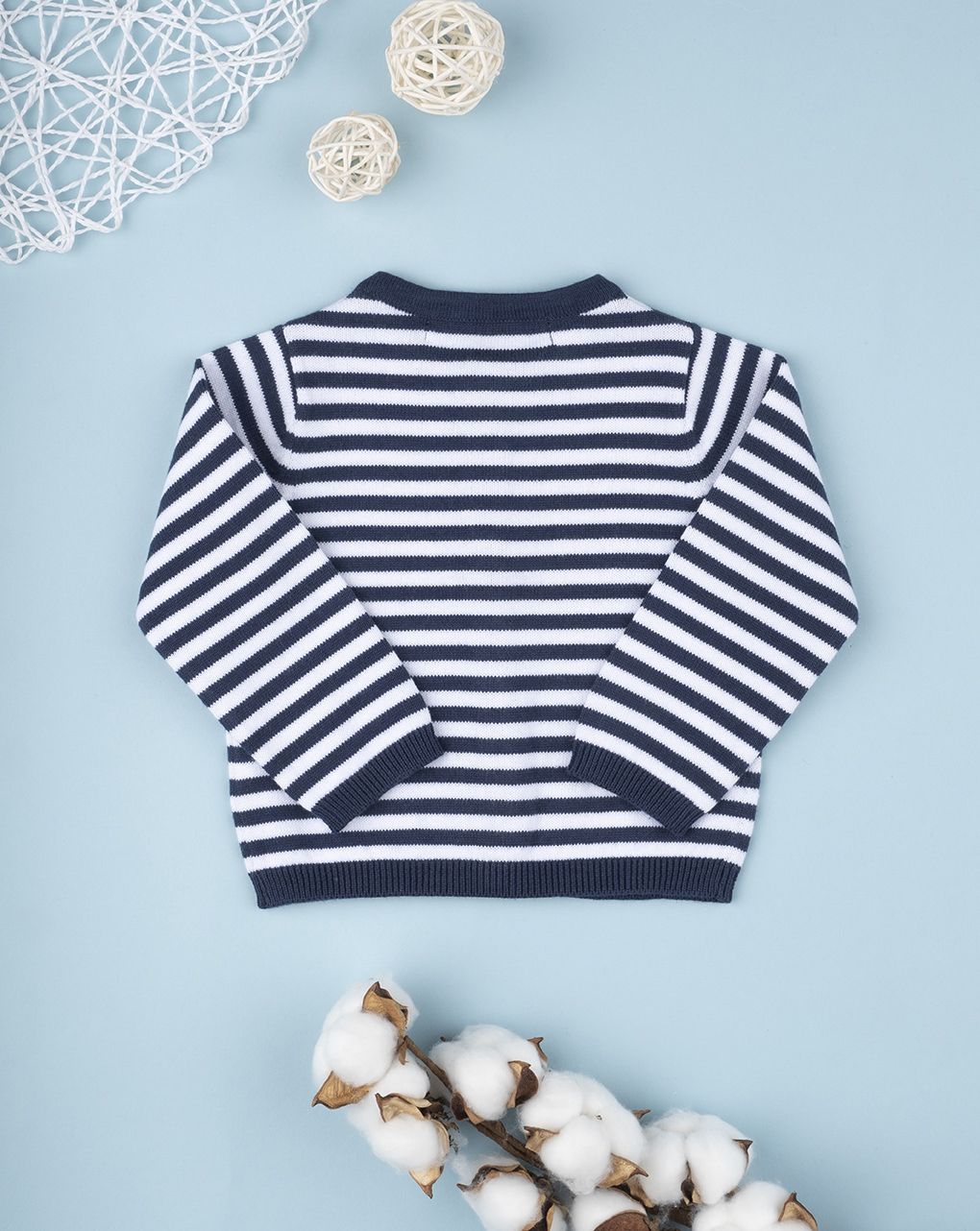 βρεφική ζακέτα πλεκτή μπλε/λευκό  ριγέ για αγόρι - Prénatal