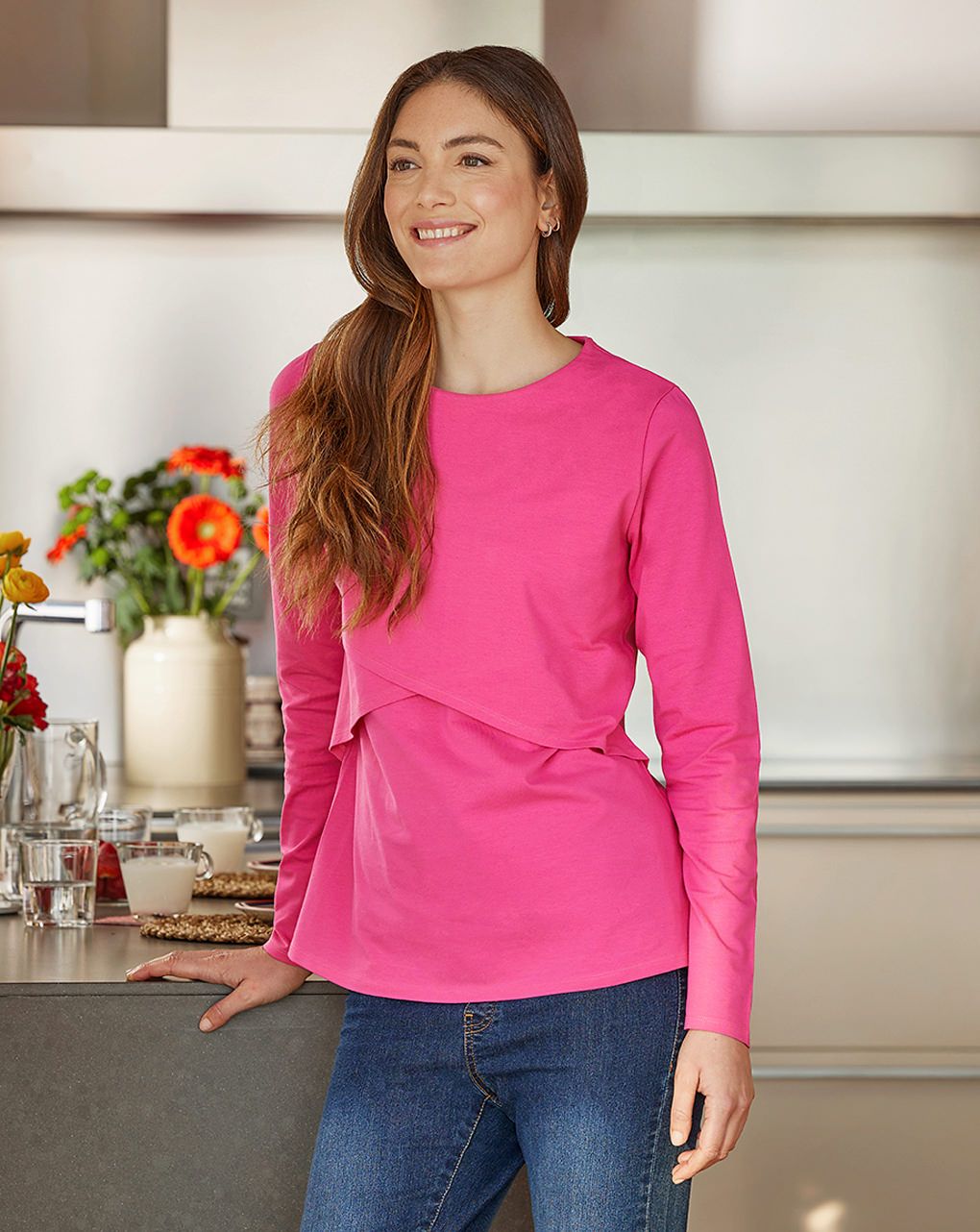 γυναικεία μπλούζα εγκυμοσύνης / θηλασμού φούξια - Prénatal