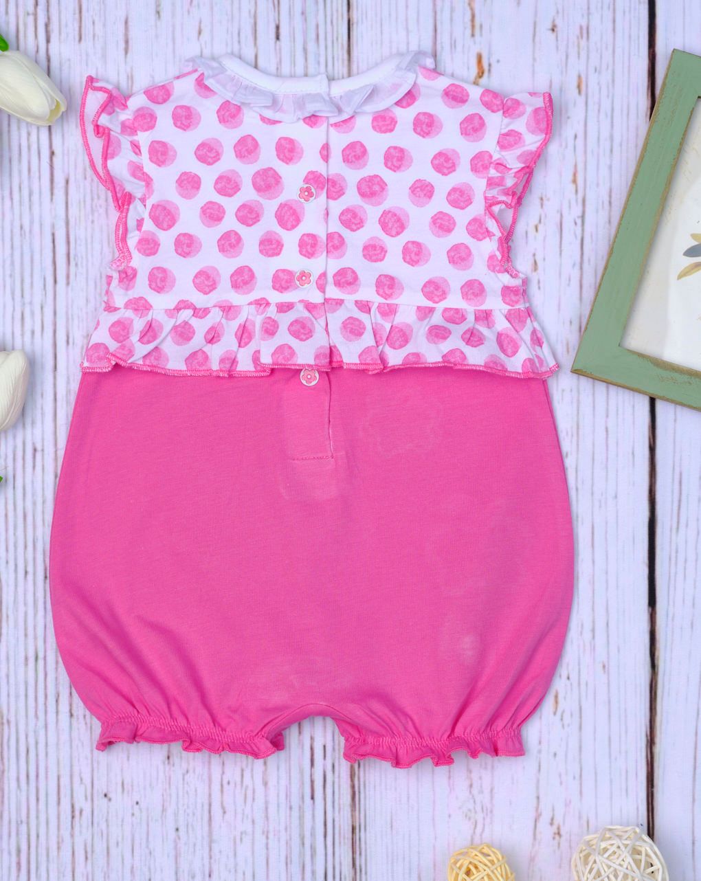 φορμάκι κοντό jersey ροζ με πουά για κορίτσι - Prénatal