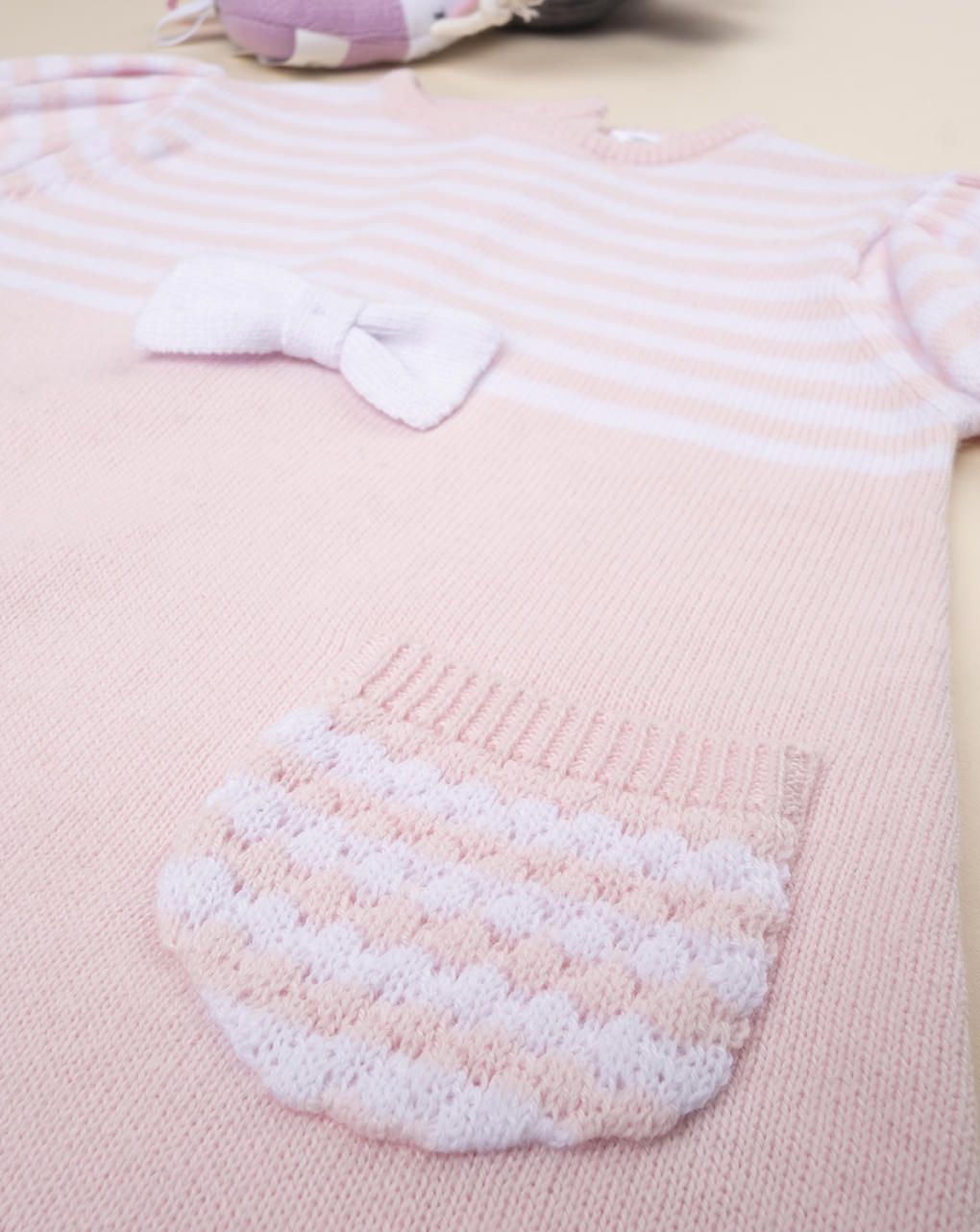 βρεφικό φόρεμα πλεκτό ροζ για κορίτσι - Prénatal