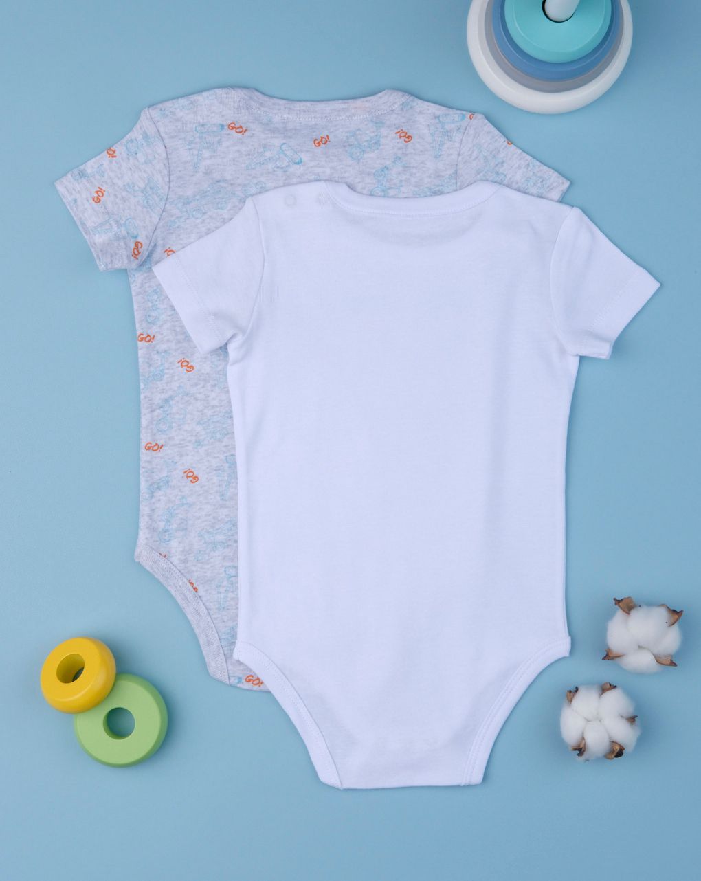 κορμάκι κοντομάνικο πακέτο χ2 με τρακτέρ για αγόρι - Prénatal