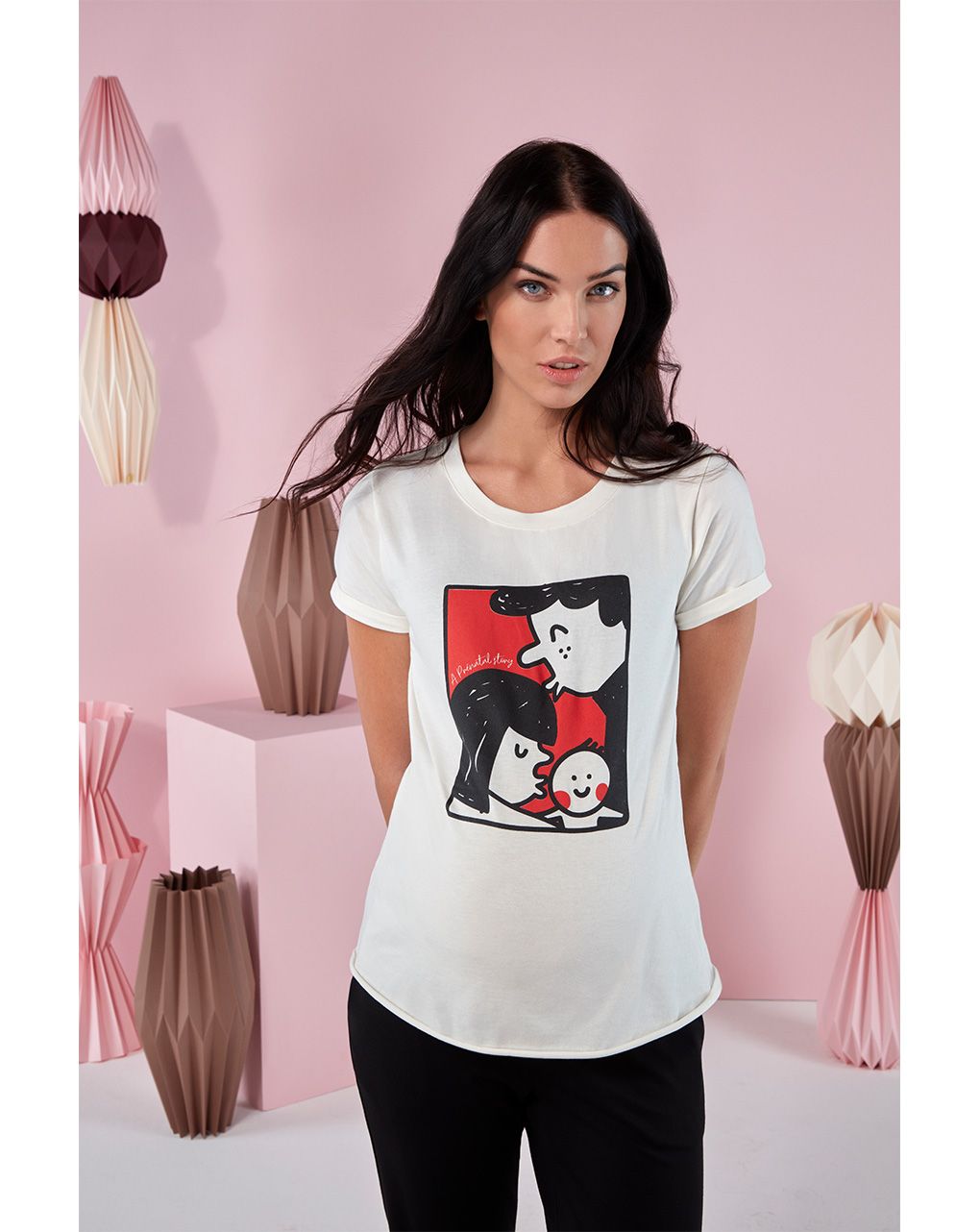 γυναικείο t-shirt εγκυμοσύνης λευκό με στάμπα