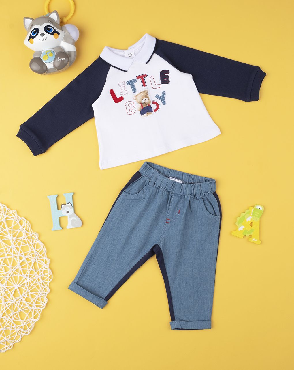 βρεφικό σετ βαμβακερό μπλούζα και γκέτα με αρκουδάκι για αγόρι - Prénatal