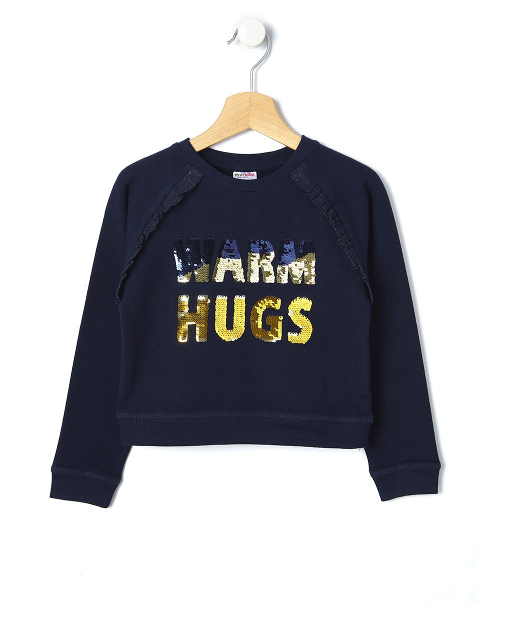 μπλούζα φούτερ μπλε με παγιέτες για κορίτσι