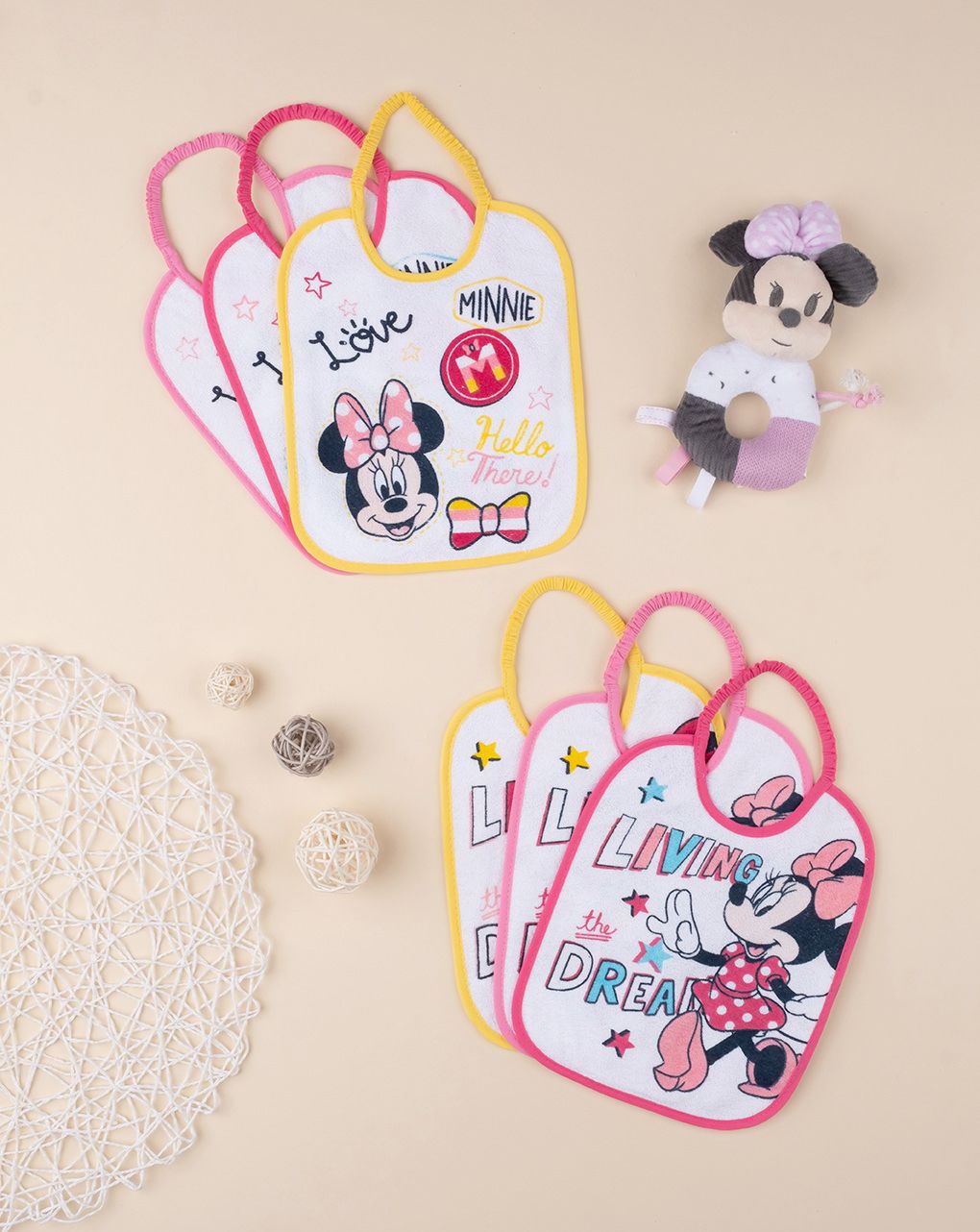 πακέτο x6 τμχ σαλιάρες πετσετέ με τη minnie mouse για κορίτσι - Prénatal