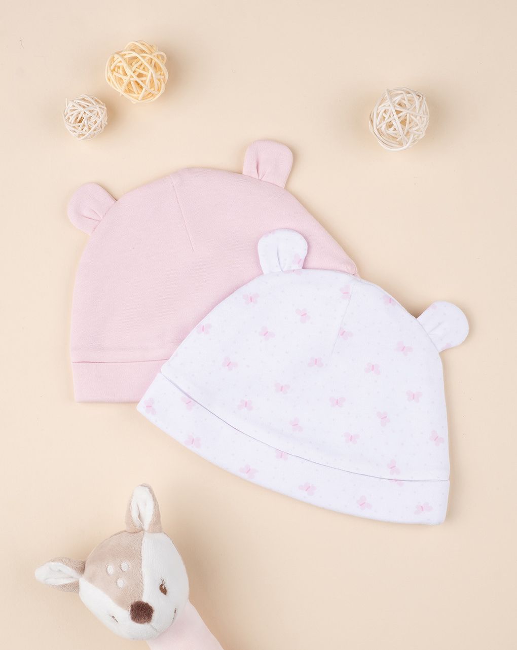 βρεφικά σκουφάκια πακέτο x2 τμχ για κορίτσι - Prénatal