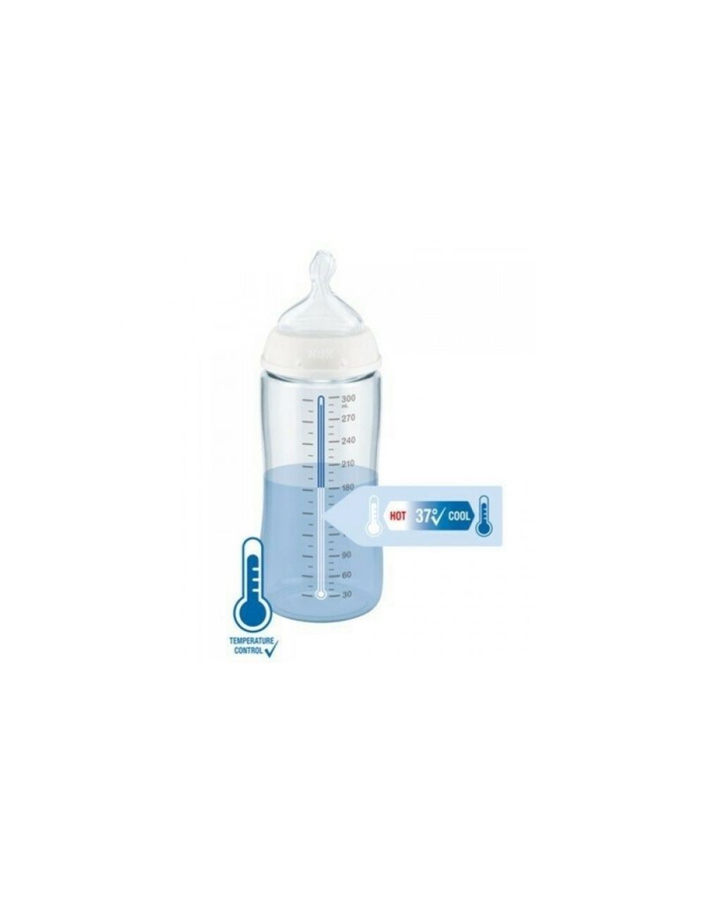 Nuk - first choice+ μπιμπερό γυάλινο θηλή σιλικόνης (0-6m) με δείκτη ελέγχου θερμοκρασίας - 240ml - Nuk