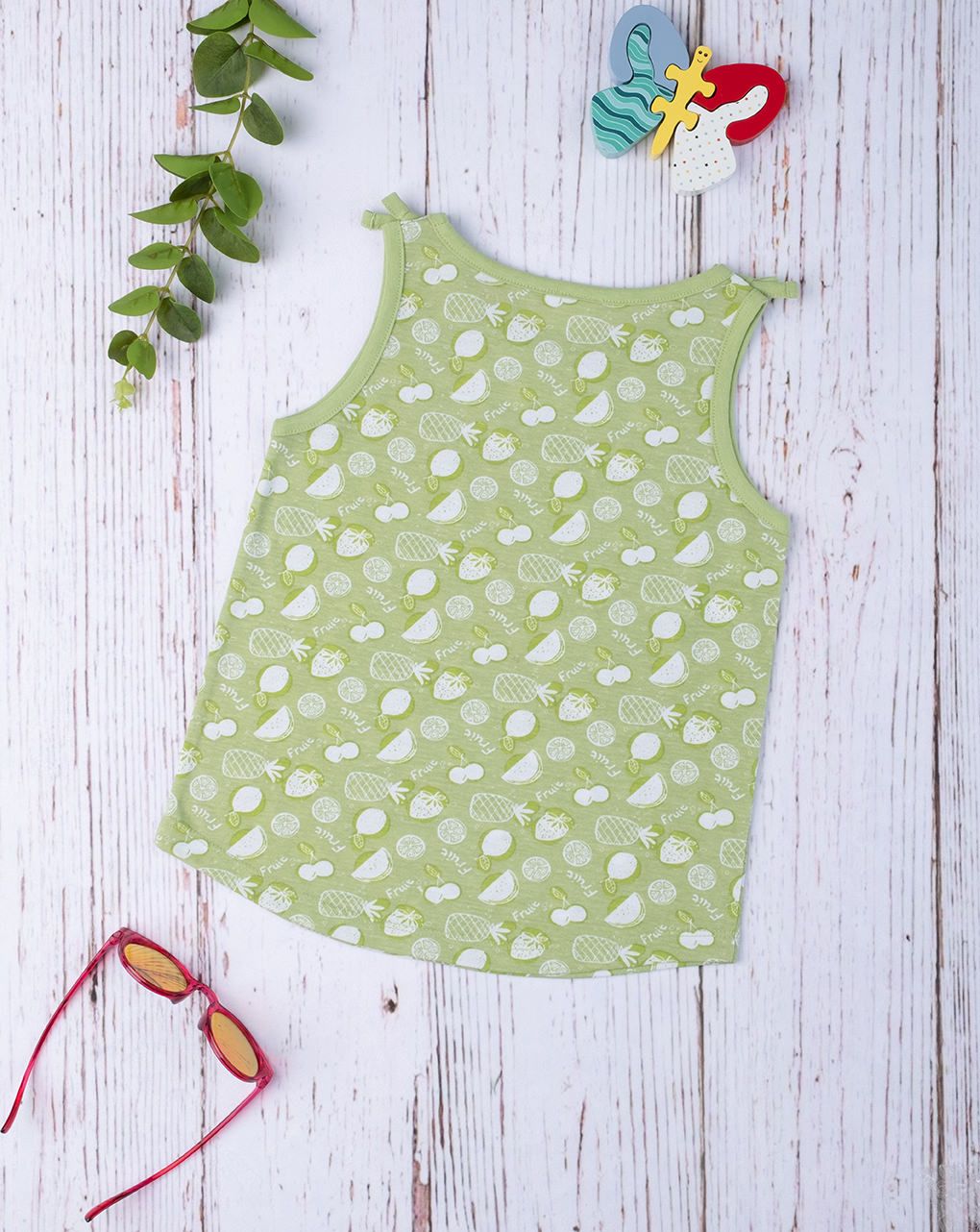 παιδική αμάνικη μπλούζα πράσινη με φρούτα για κορίτσι - Prénatal