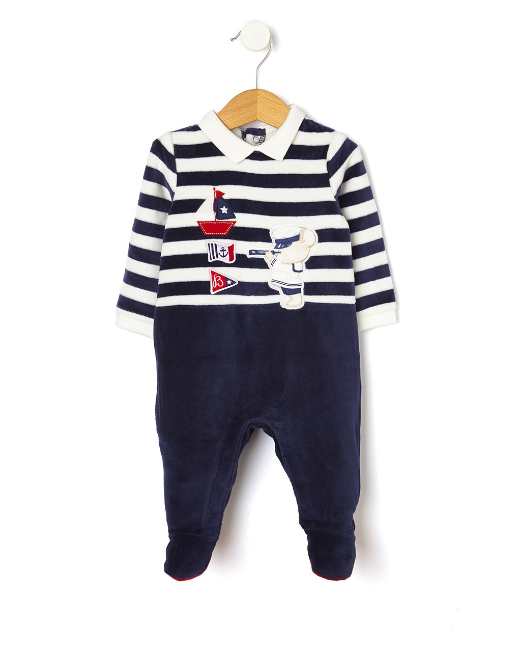 φορμάκι σενίλ ριγέ με καραβάκι για αγόρι