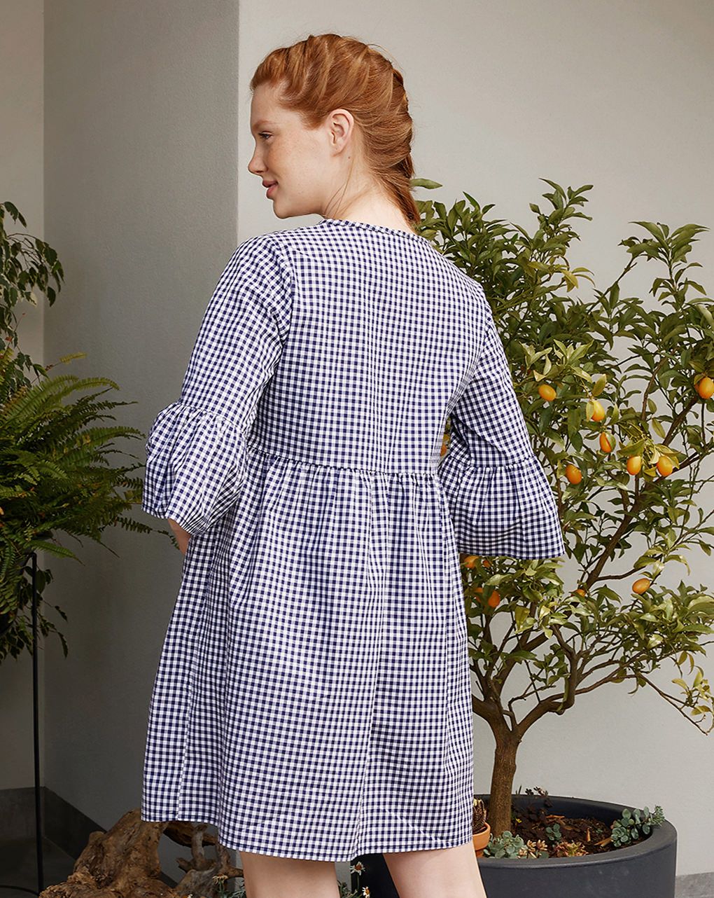 γυναικείο φόρεμα εγκυμοσύνης-θηλασμού καρό - Prénatal