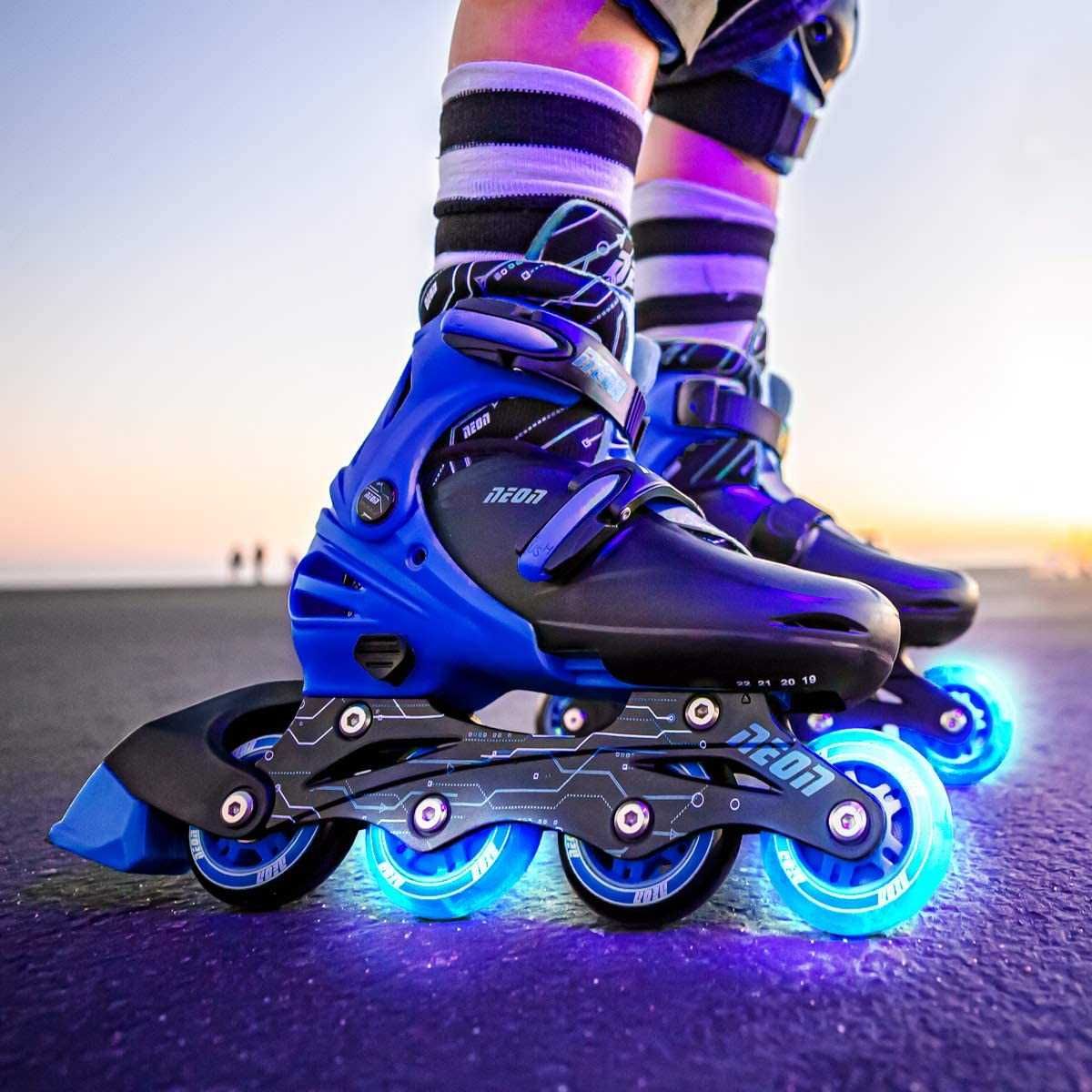 Yvolution πατίνια rollers αυξομειούμενα neon combo 2 σε 1 no.29-33 μπλε 53.nt09b4 - Yvolution