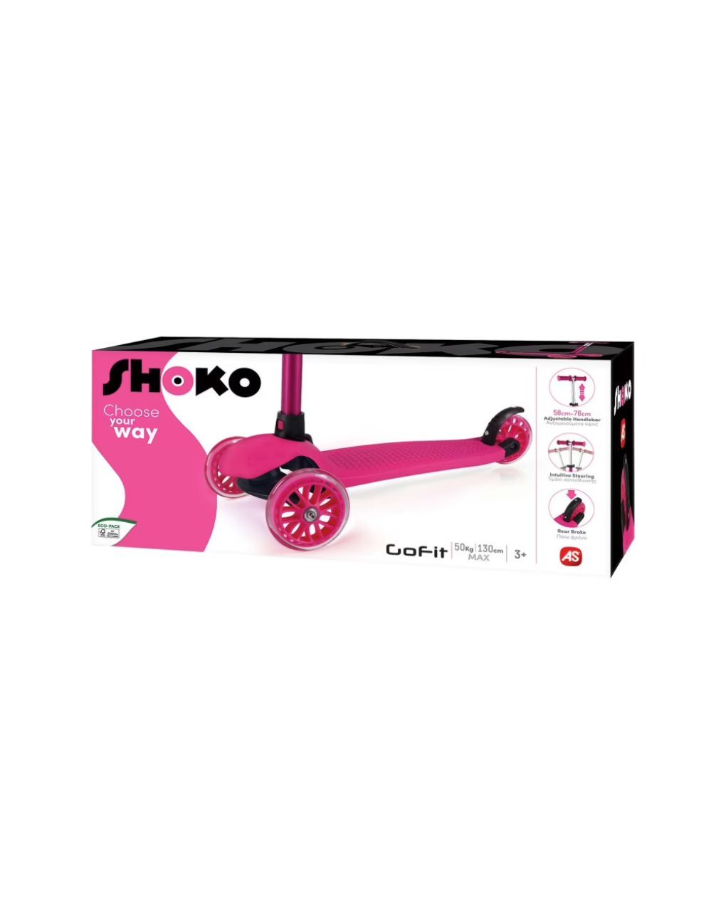 Shoko παιδικό πατίνι go fit με 3 ρόδες σε ροζ χρώμα για 3+ χρονών 5004-50515 - Shoko