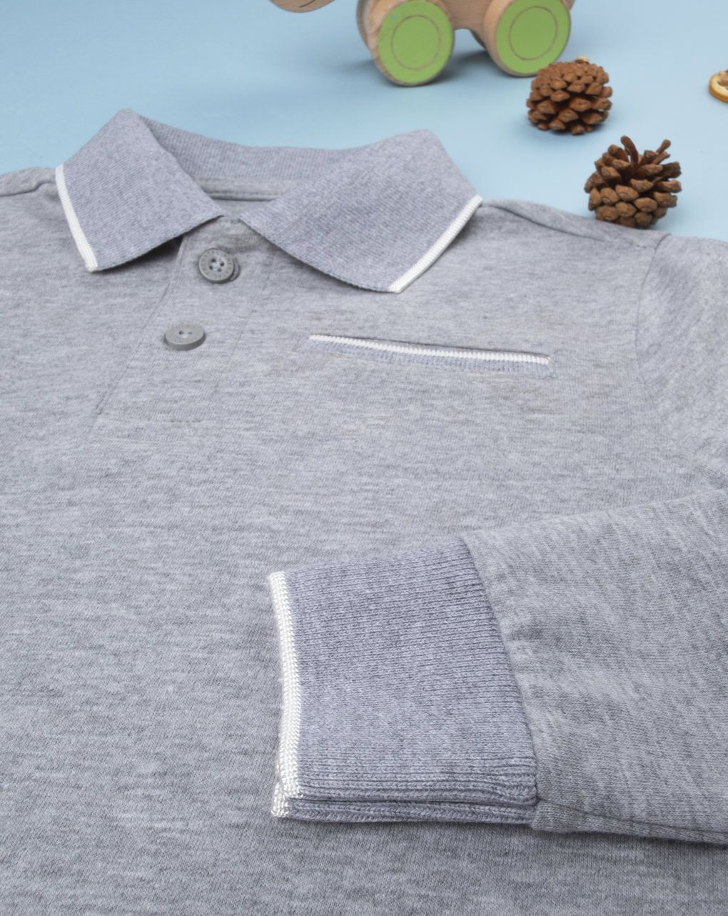 μπλούζα πόλο μακρυμάνικη γκρι μεγ.8-9/9-10 ετών για αγόρι - Prénatal