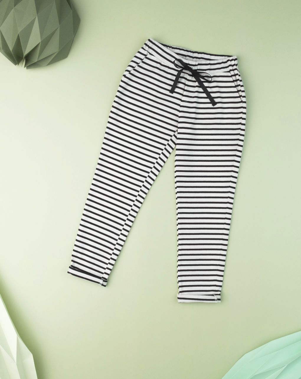 παντελόνι jersey ριγέ μαύρο/λευκό για κορίτσι