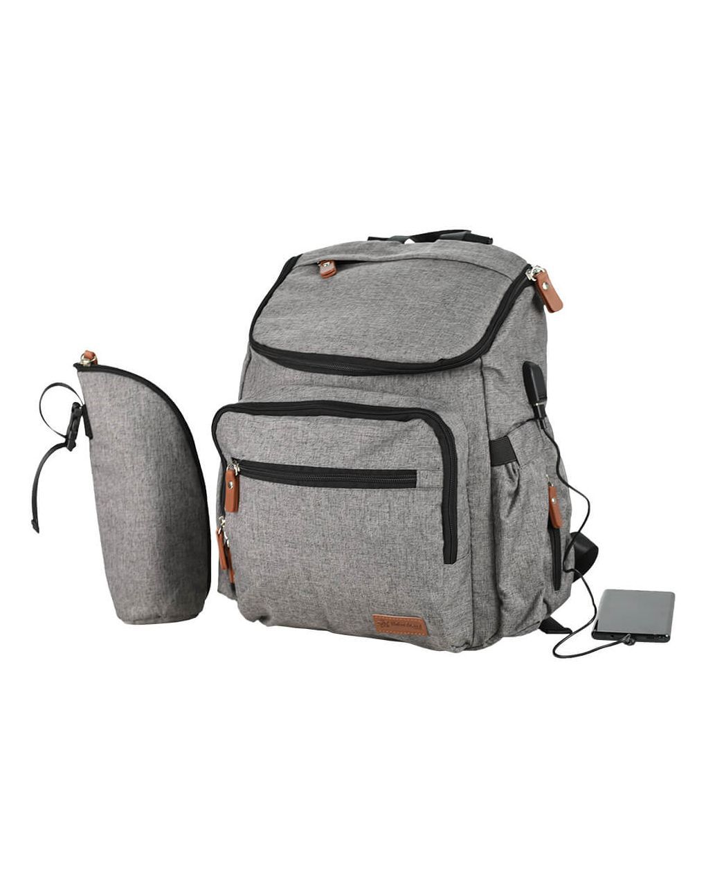 Bebe stars τσάντα πλάτης – αλλαξιέρα με usb grey - Bebe Stars