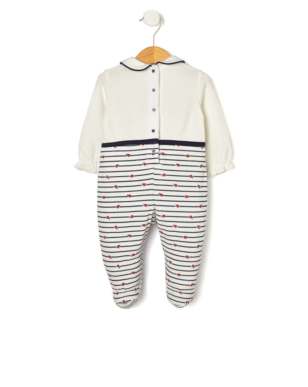 φορμάκι κρεμ ριγέ με λουλούδια για κορίτσι - Prénatal